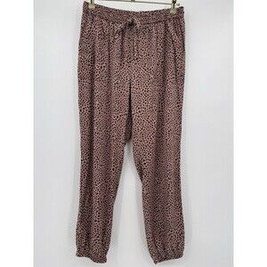 Victoria Secret Pink Animal Print Jogger Pants Medium Brown Black Leopard Lounge